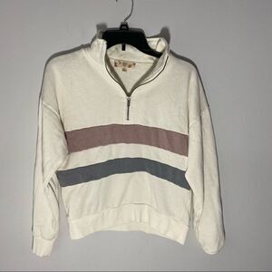 Hippie Rose Women’s 1/4 Zip Color Block Cropped Sweatshirt